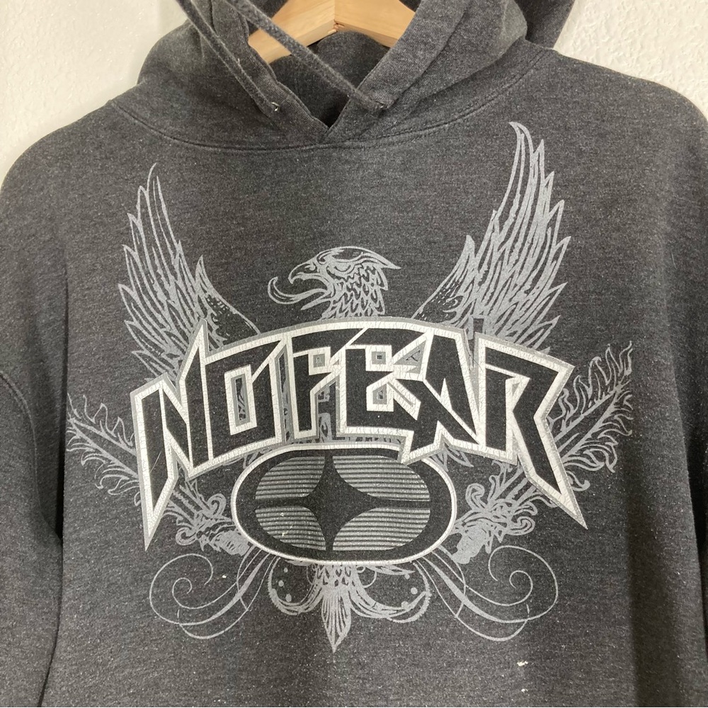 No Fear Hoodie Y2K Mens Medium Grunge Skate  Dark Gray Tribal - Picture 5 of 16